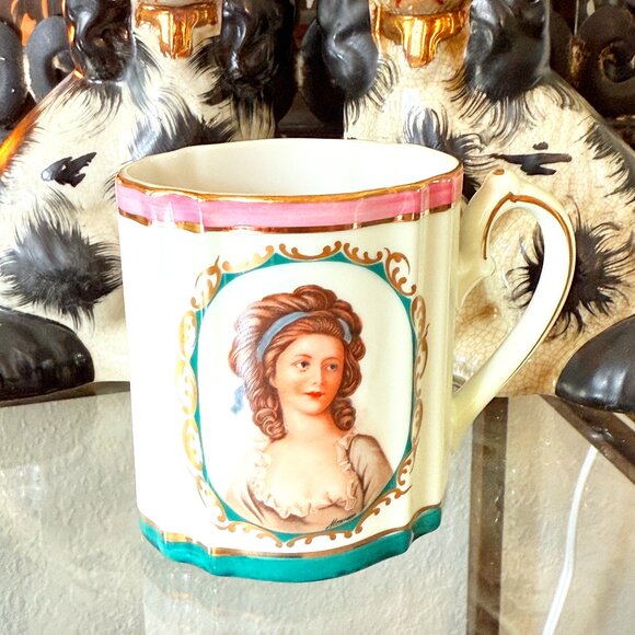 Vintage Other - Vintage ornate small porcelain cup with pretty lady